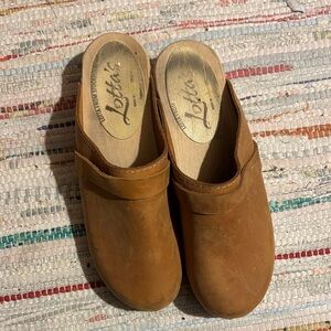 Lotta From Stockholm Leather Clogs in Cognac Brown